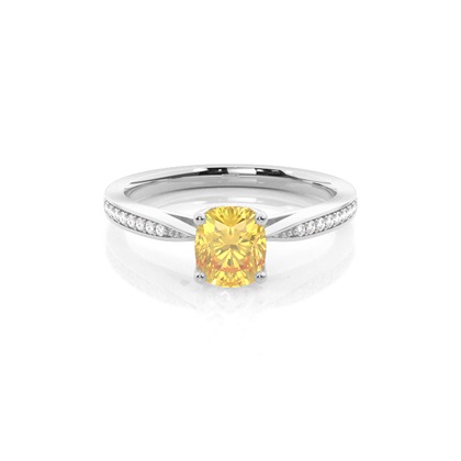 Cushion Yellow Diamond Engagement Rings