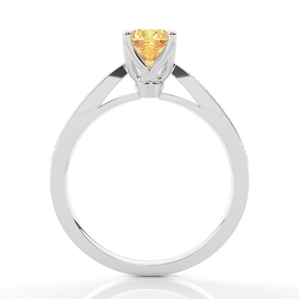 4 Prong Yellow Diamond Side Stone Engagement Ring