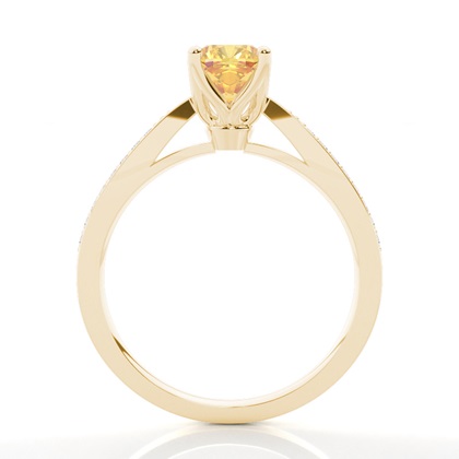4 Prong Yellow Diamond Side Stone Engagement Ring