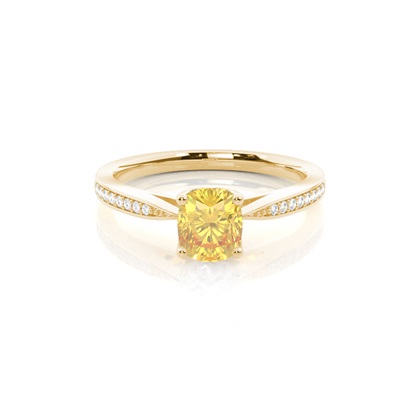 4 Prong Yellow Diamond Side Stone Engagement Ring