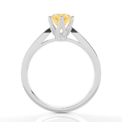 4 Prong Yellow Diamond Side Stone Engagement Ring