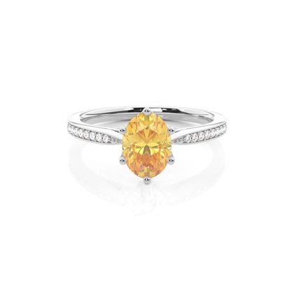 4 Prong Yellow Diamond Side Stone Engagement Ring