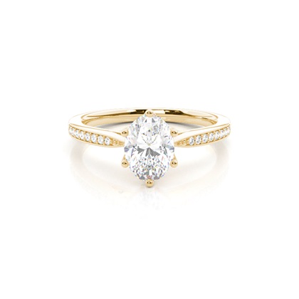 Oval Yellow Gold Side Stone Diamond Rings