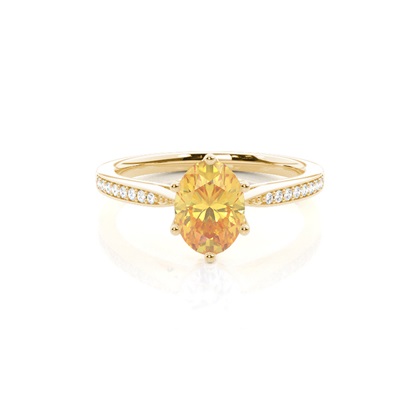 4 Prong Yellow Diamond Side Stone Engagement Ring