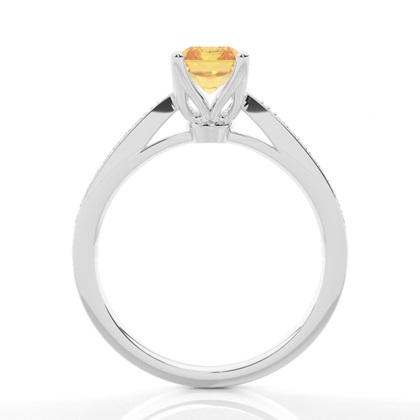 4 Prong Yellow Diamond Side Stone Engagement Ring