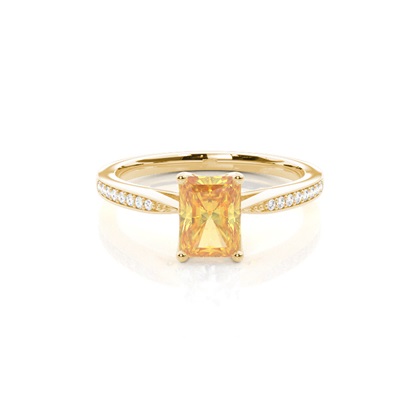 4 Prong Yellow Diamond Side Stone Engagement Ring