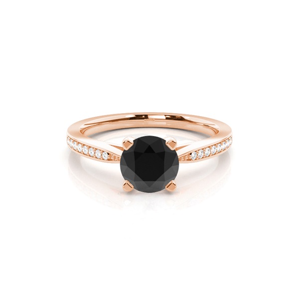 4 Prong Setting Thin Side Stone Engagement Black Diamond Ring