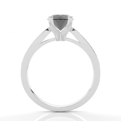 4 Prong Setting Thin Side Stone Engagement Black Diamond Ring