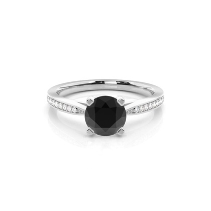 4 Prong Setting Thin Side Stone Engagement Black Diamond Ring