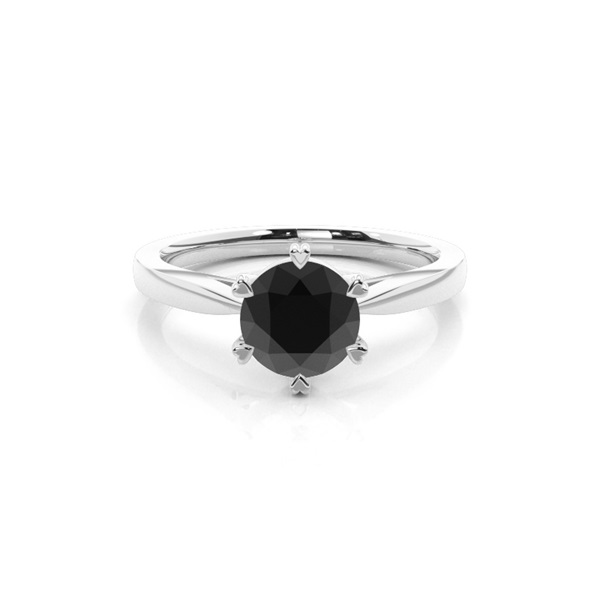 6 Prong Setting Thin Engagement Black Diamond Ring