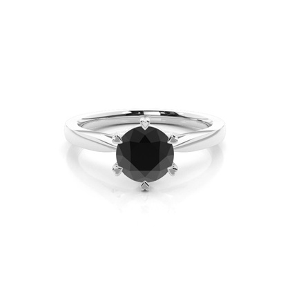                               6 Prong Setting Thin Engagement Black Diamond Ring