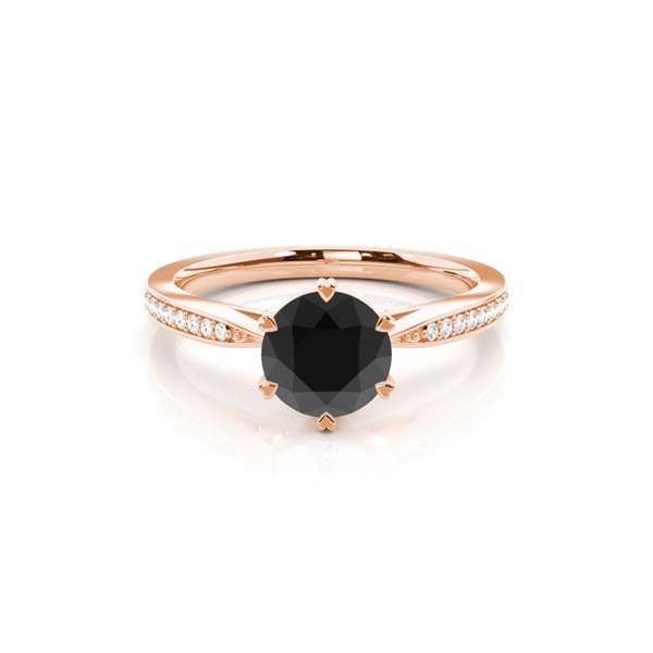 6 Prong Setting Thin Side Stone Engagement Black Diamond Ring