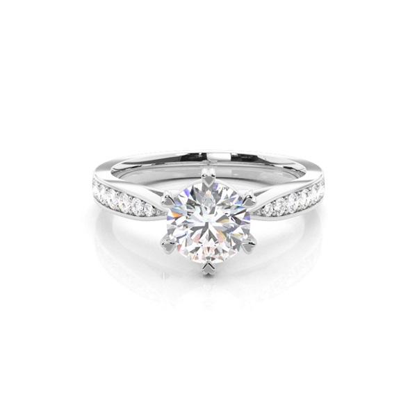 6 Prong Setting Medium Side Stone Engagement Ring