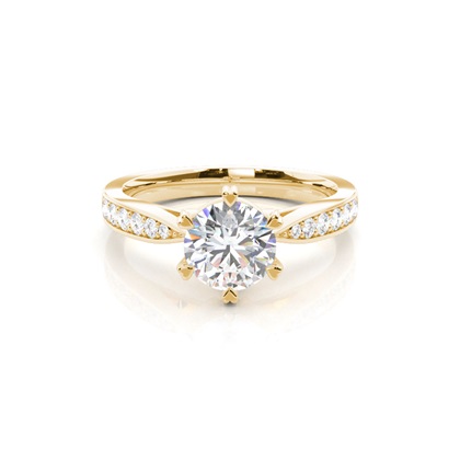 Yellow Gold Side Stone Diamond Engagement Rings