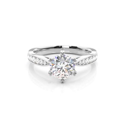 6 Prong Setting Medium Side Stone Engagement Ring
