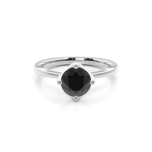 4 Prong Setting Thin Engagement Black Diamond Ring
