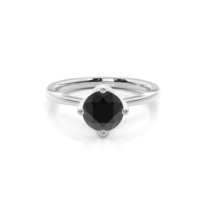 4 Prong Setting Thin Engagement Black Diamond Ring