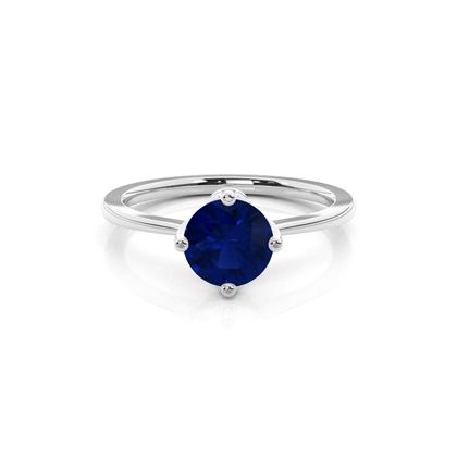 White Gold Blue Sapphire Solitaire Engagement Ring