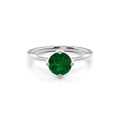 White Gold Emerald Solitaire Engagement Ring