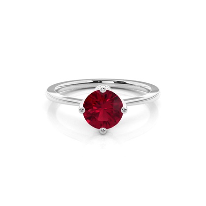 White Gold Ruby Solitaire Engagement Ring