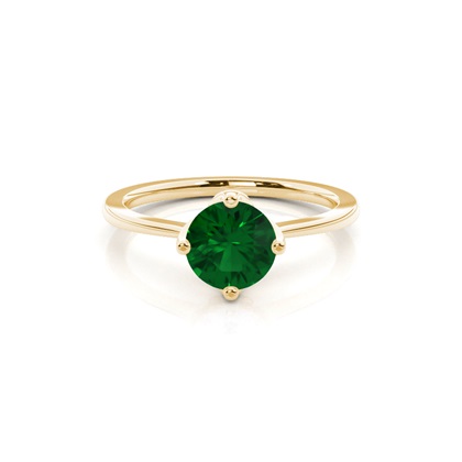 White Gold Emerald Solitaire Engagement Ring