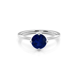 White Gold Blue Sapphire Solitaire Engagement Ring