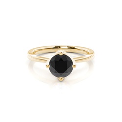 4 Prong Setting Thin Engagement Black Diamond Ring