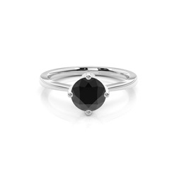 Schwarzer Diamant Verlobungsring medium in einer 4er-Krappenfassung