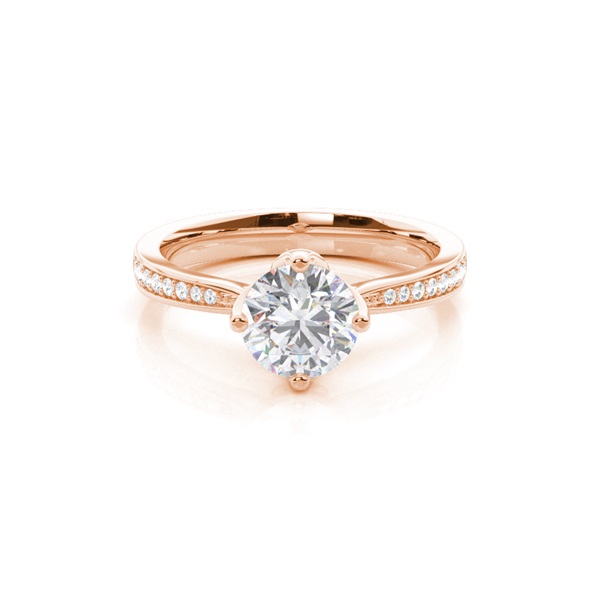 White Gold Round Side Stone Moissanite Engagement Ring