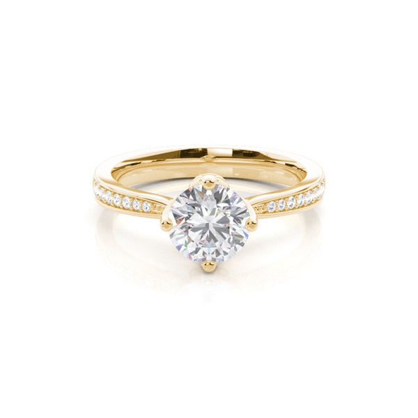 White Gold Round Side Stone Moissanite Engagement Ring