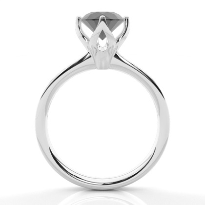 4 Prong Setting Medium Side Stone Engagement Black Diamond Ring