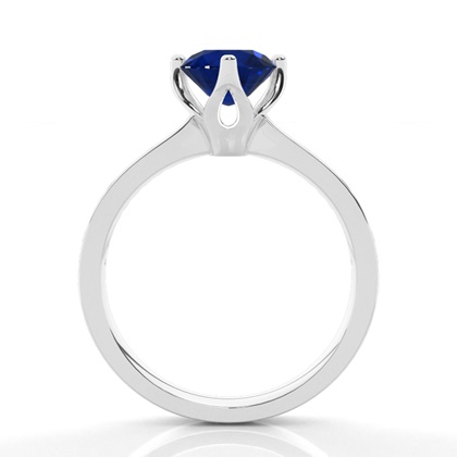 Seitenstein Diamant Runder Blauer Saphir Verlobungsring
