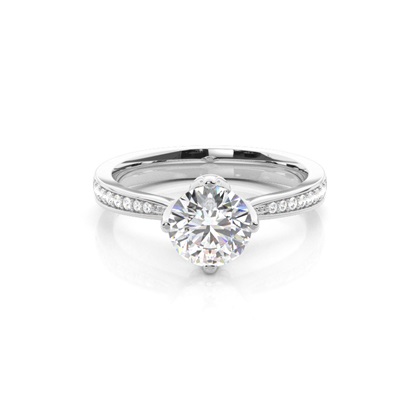 Round Side Stone Diamond Rings