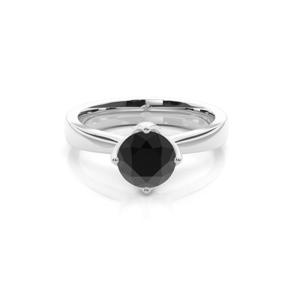 4 Prong Setting Large Engagement Black Diamond Ring