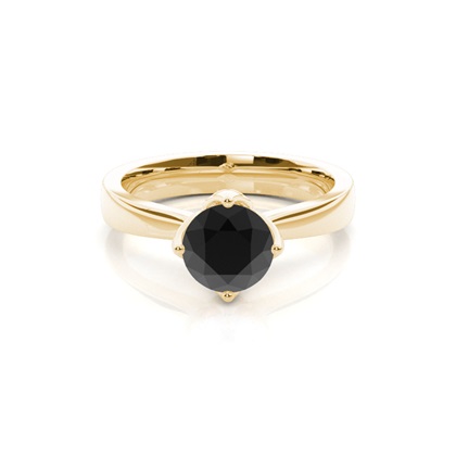 Yellow Gold Black Diamond Engagement Rings