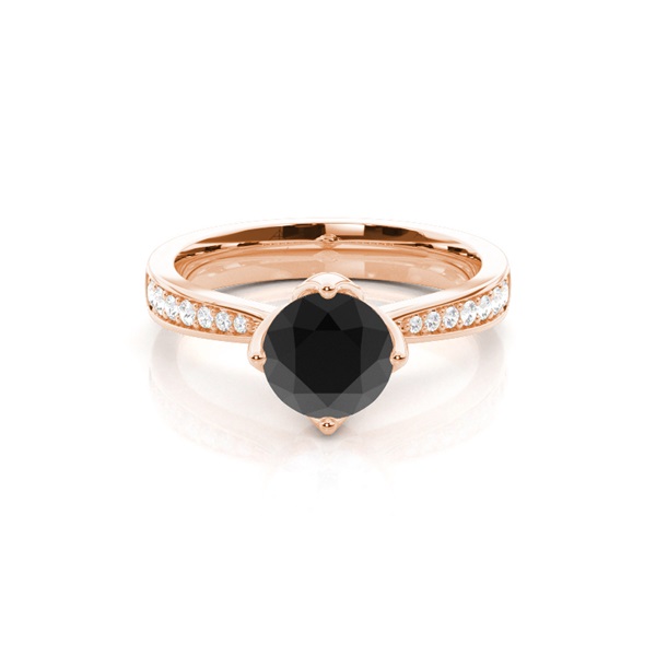 4 Prong Setting Large Side Stone Engagement Black Diamond Ring