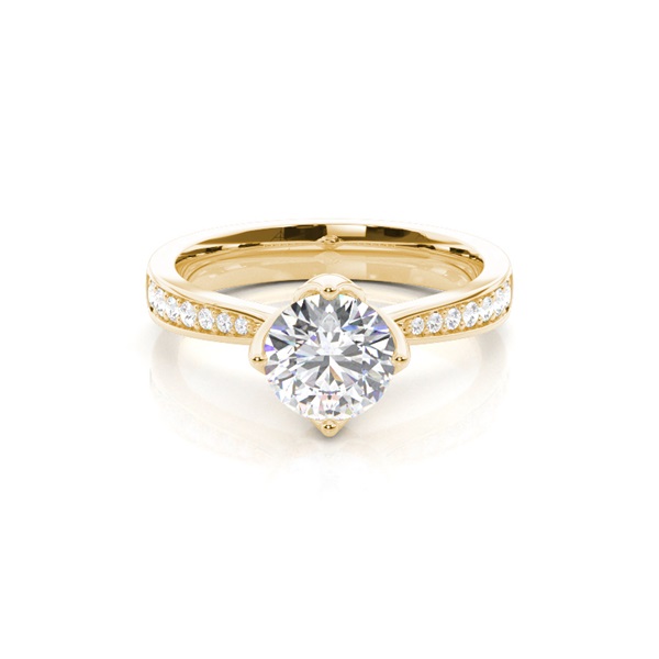 4 Prong Setting Large Side Stone Engagement Ring