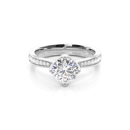 4 Prong Setting Large Side Stone Engagement Ring