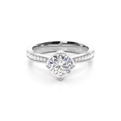 Diamant Verlobungsring in einer Krappenfassung mit großen Schulter Diamanten