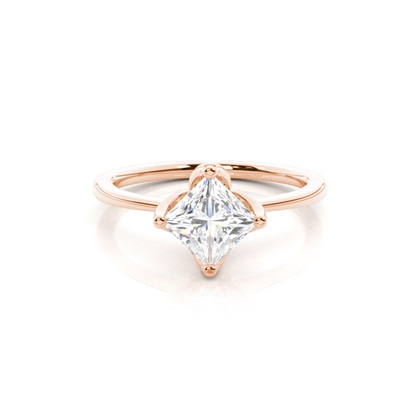 Princess Rose Gold Dainty Diamond Engagement Rings