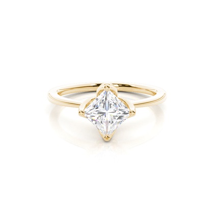 Princess Yellow Gold Dainty Diamond Engagement Rings