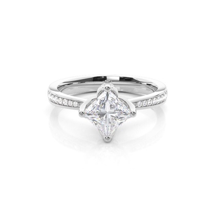 Princess Silver Side Stone Diamond Rings
