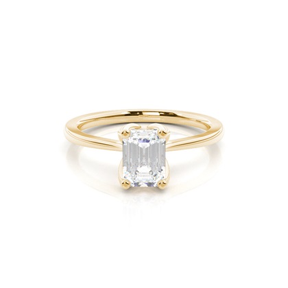 Emerald Yellow Gold Dainty Diamond Engagement Rings