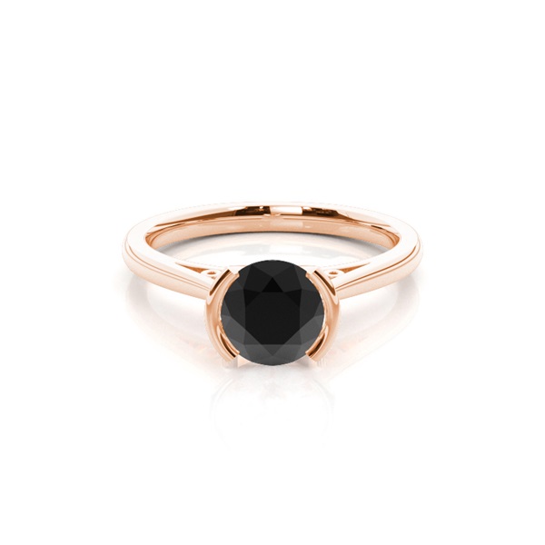 Semi Bezel Setting Thin Engagement Black Diamond Ring