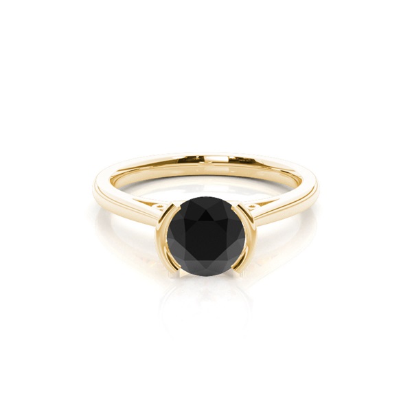 Semi Bezel Setting Thin Engagement Black Diamond Ring