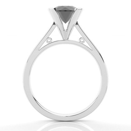 Semi Bezel Setting Thin Engagement Black Diamond Ring