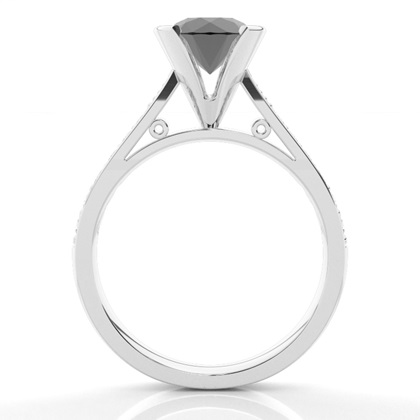 Semi Bezel Setting Medium Side Stone Engagement Black Diamond Ring