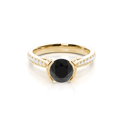 Yellow Gold Black Diamond Engagement Rings