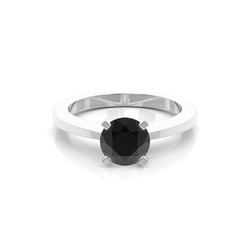 Schwarzer Diamant Verlobungsring dünn in einer 4er-Krappenfassung