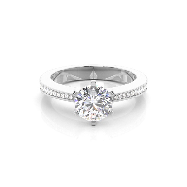 6 Prong Setting Medium Side Stone Engagement Ring